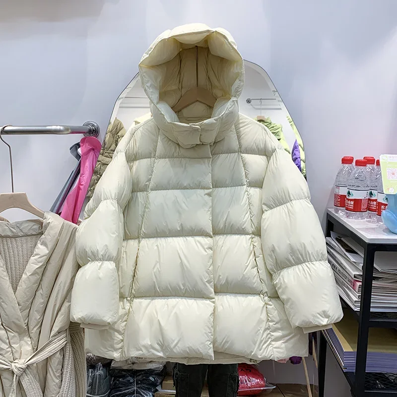 New European White Duck Down Jacket Lady Warm Winter Down Jacket Women American Fashion Outerwear Female Demure Puffer Jacket