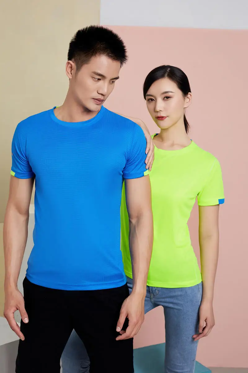 Leisure sports T-shirt printed with logo, quick drying, breathable, elastic summer short sleeved customized embroidery printed w