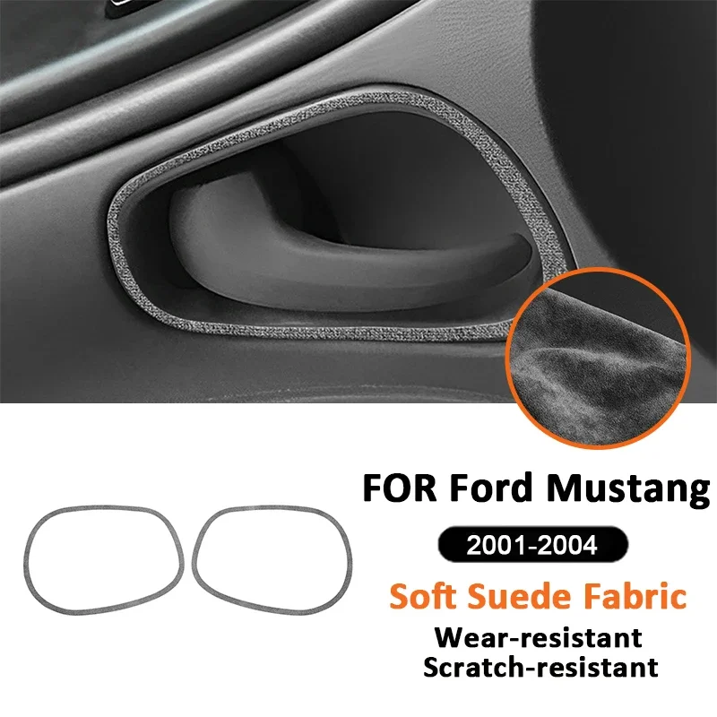 

Soft Suede Fabic Car Door Pull Handle Panel Trim Frame Decoration Sticker For Ford Mustang 2001-2004 Interior Accessories