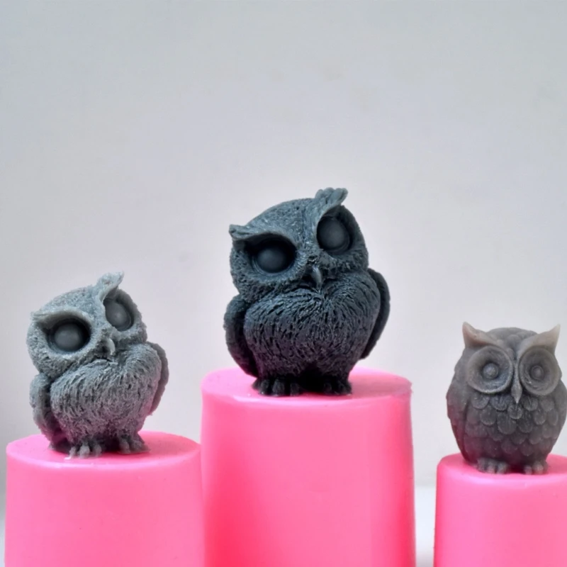 นกฮูก-ซิลิโคนเทียนแม่พิมพ์ DIY น่ารักเรซิ่น-พลาสเตอร์เรซินแม่พิมพ์สัตว์ Handmade-สบู่อโรมา-แม่พิมพ์ home Decor Drop Shipping