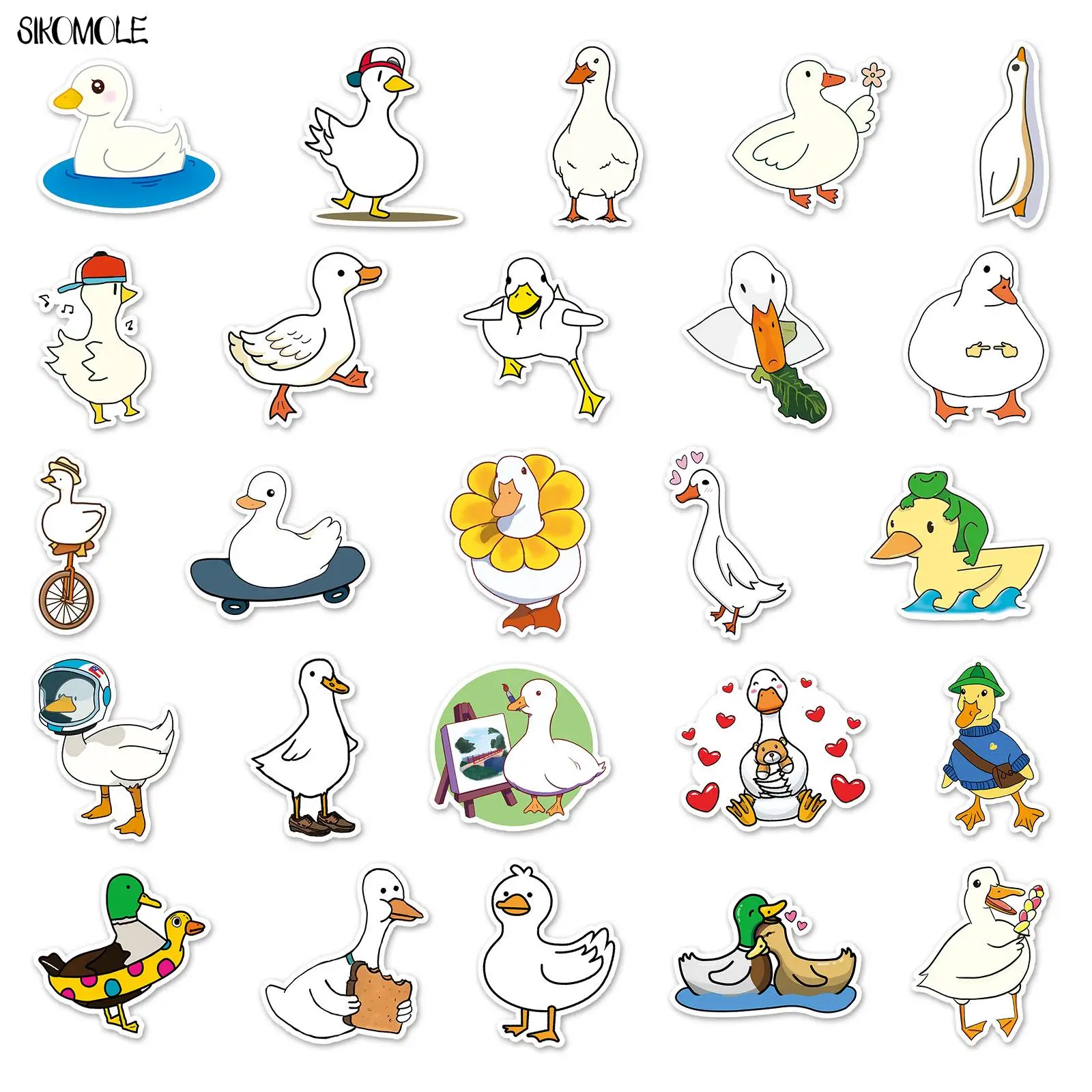 10/30/50PCS Mixed Cartoon Cute Duck Stickers Animals DIY Helmet Skateboard Laptop Motorcycle Graffiti Sticker Decals Kids Toy F5