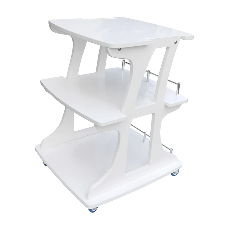 Beauty Salon Trolley 3-Layer Rolling Cart, 4 Wheels, White Modern Design, 1 Year Warranty, Portable Storage Organizer