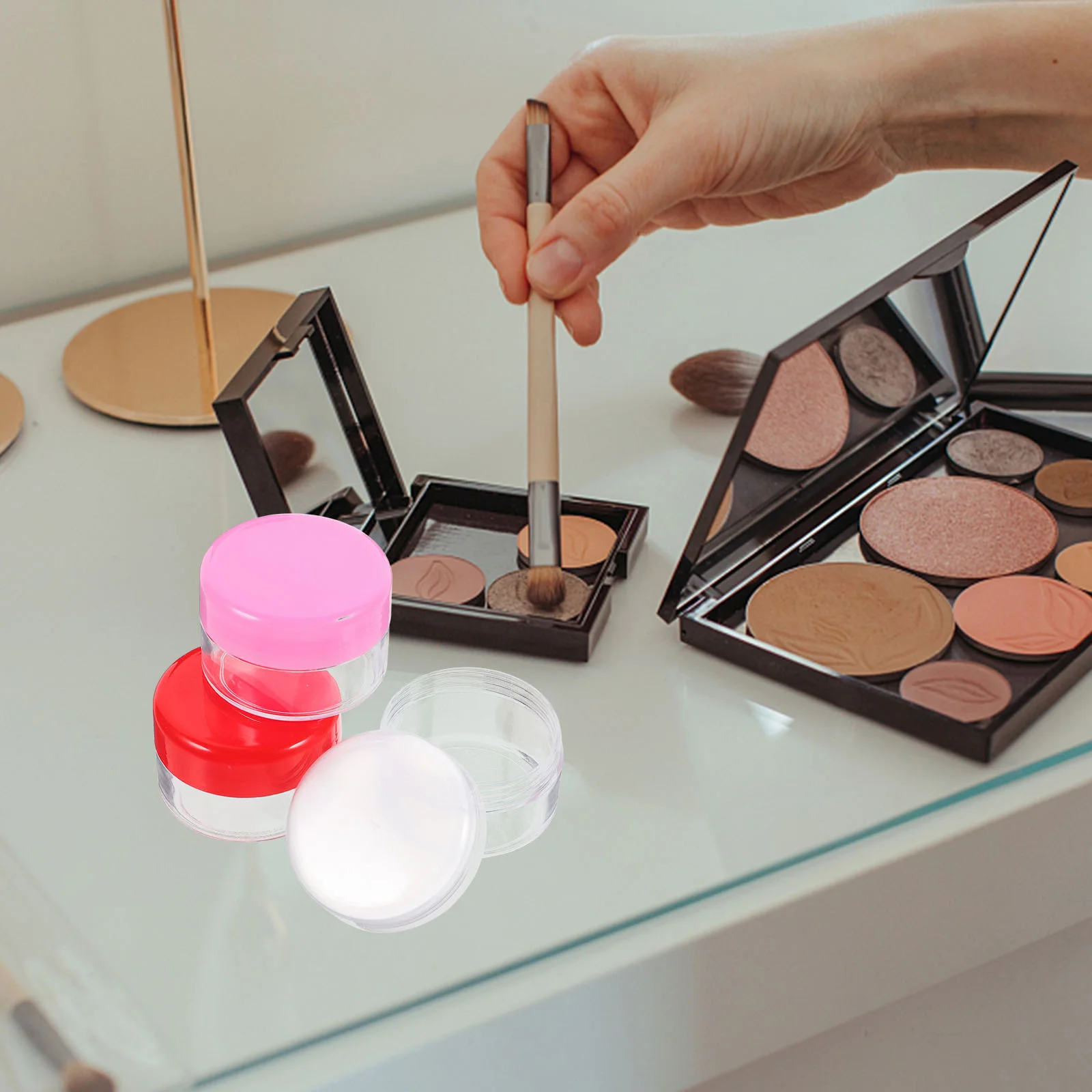 6 Pcs Vial Cream Containers Wide Mouth Red Cover Storage Jar Travel Plastic for with Lids