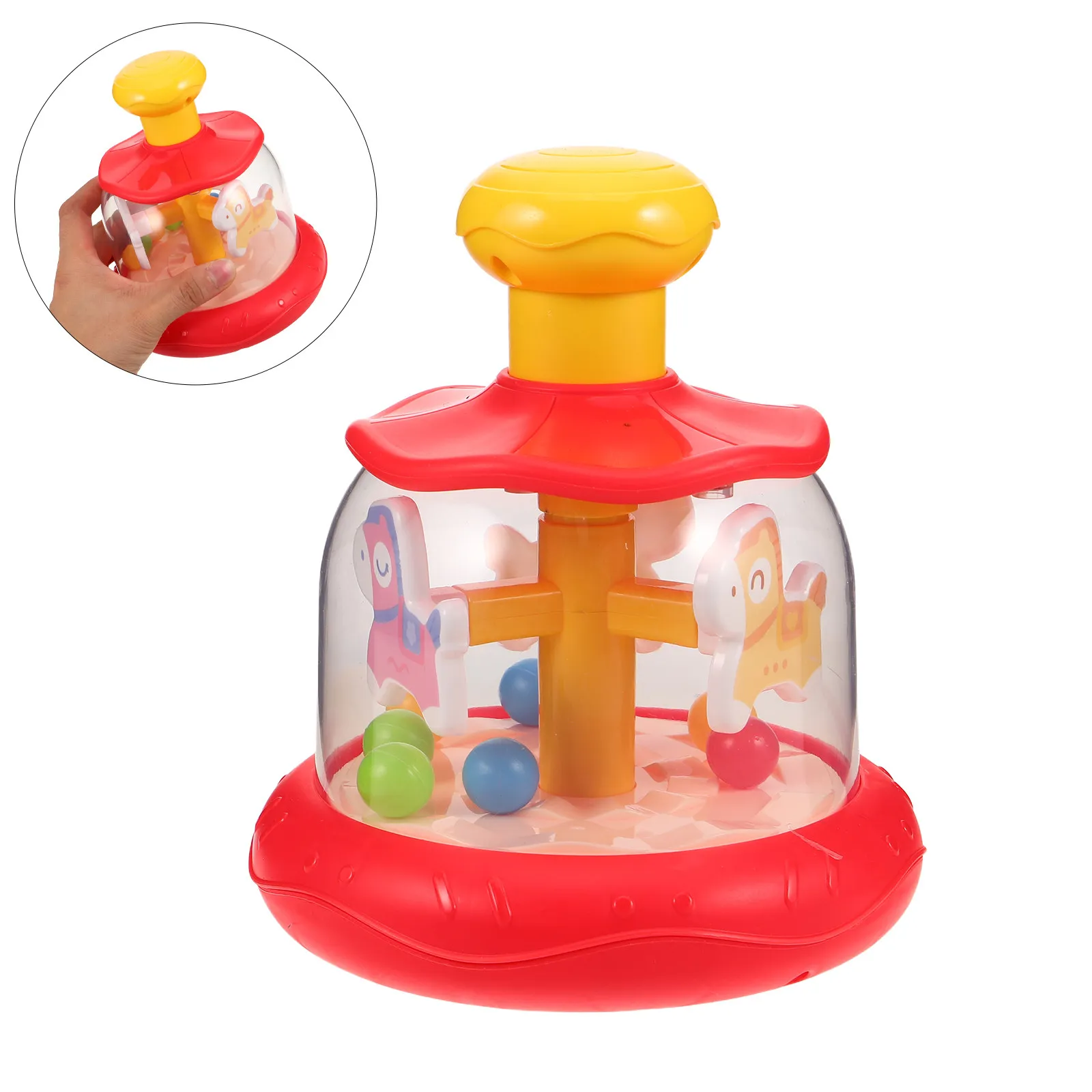 

Montessori Horse Rotating Carousel Colorful Jumping Bounce Fidget for Early Learning Sensory Development and Motor Skills