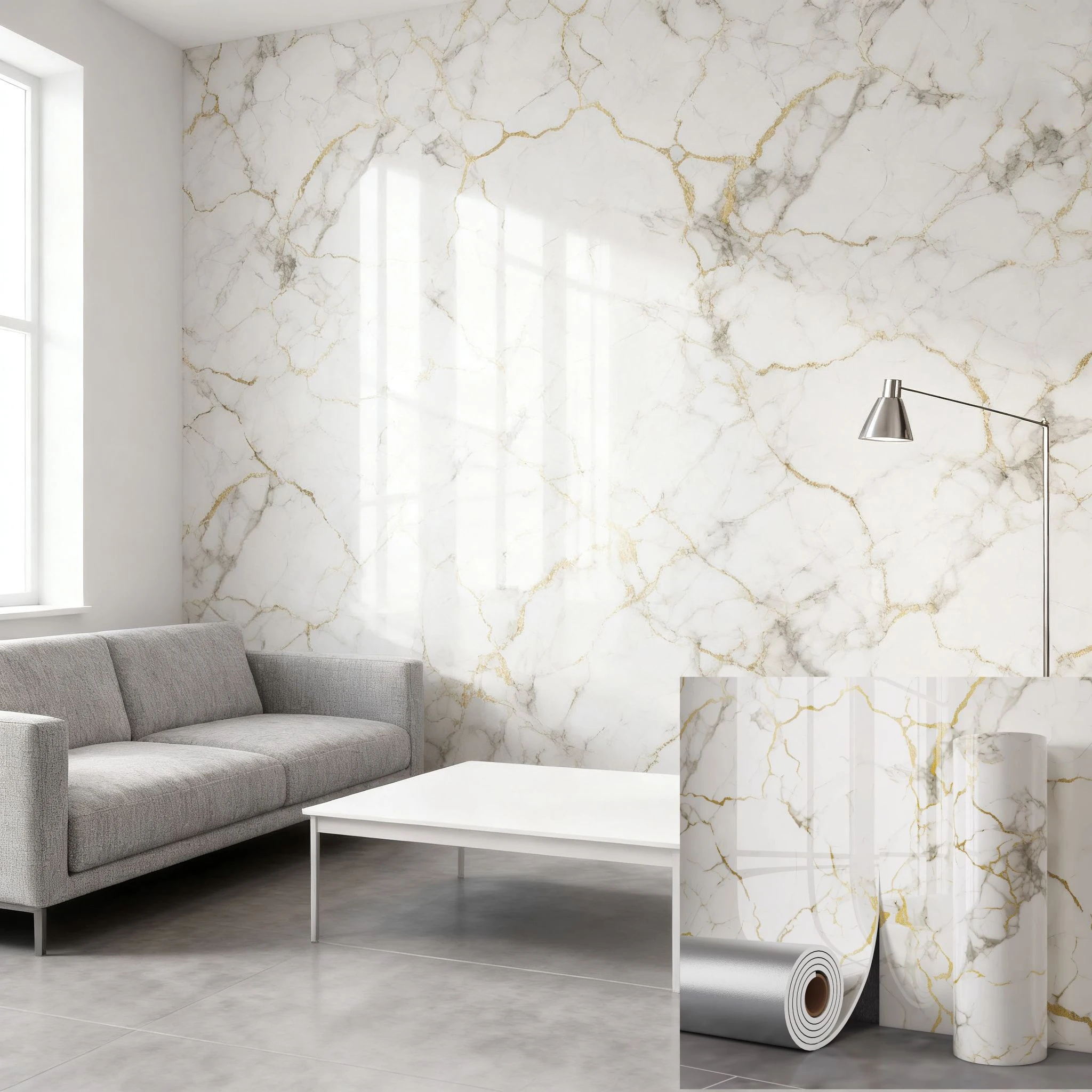Imitation Ceramic Tile Self-Adhesive Wallpaper With Marble Pattern Thick Foam Waterproof Wall Sticker For Living Room Decoration
