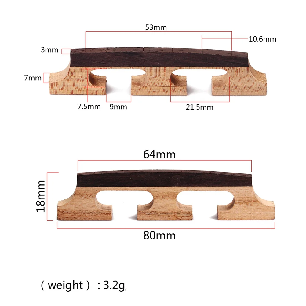 2 قطعة خشب الورد 6 سلاسل جسر البانجو مستقرة الصلب روك القيقب قاعدة قبل قطع الشقوق لأجزاء الغيتار القيثارة جسر البانجو