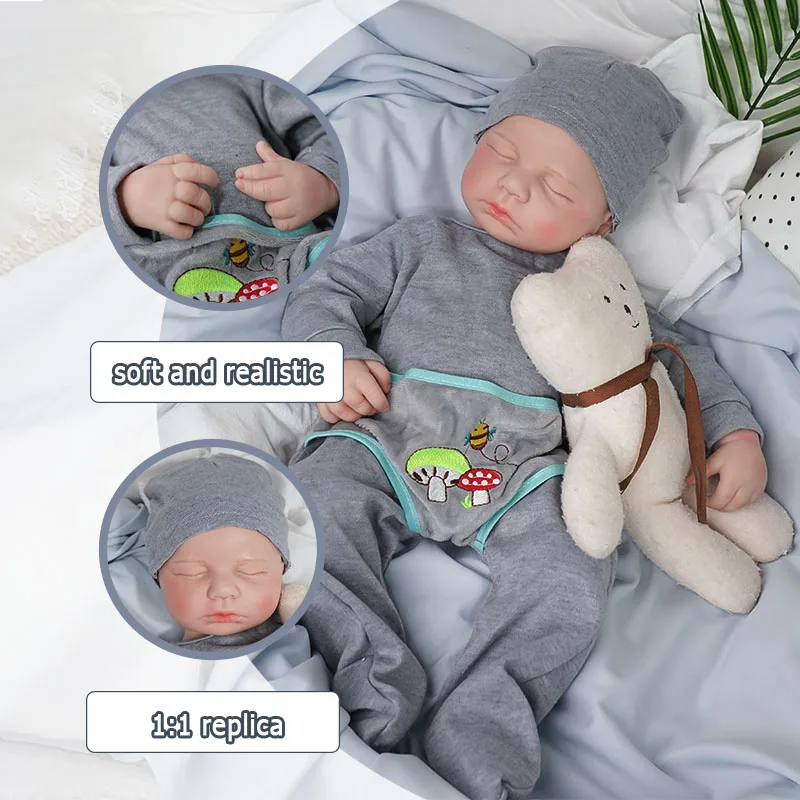 

49CM Pure Silicone Reborn Doll 3.45KG 1:1 Real Size restoration 19.29in Collectible Dolls for Kids And Babies Christmas gift