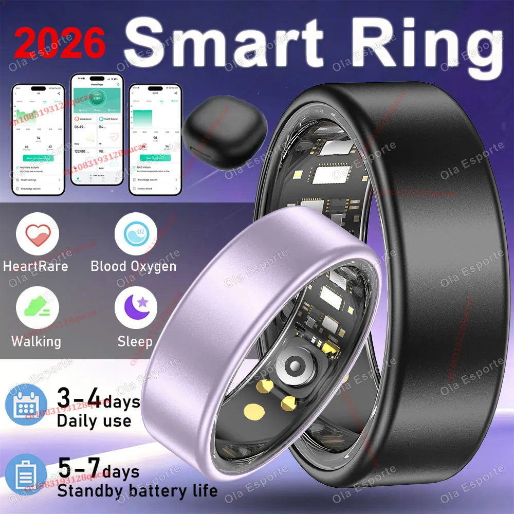 

2026 New Smart Ring Heart Rate Blood Pressure Sleep Monitoring Motion Tracking IP68 Waterproof Men Women Smart Ring Holiday Gift