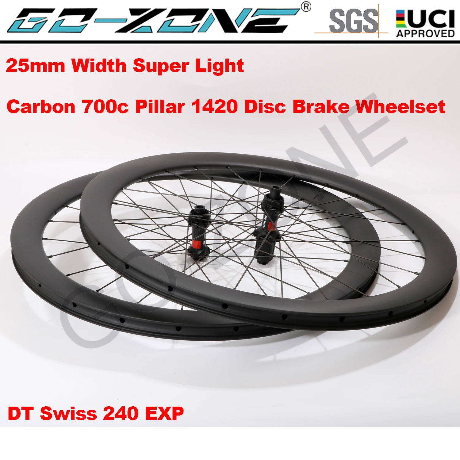 Super Light Clincher Tubeless Carbon Wheelset Disc Brake 700c UCI Quality DT 240 EXP Pillar 1420 24/24H Carbon Road Wheels