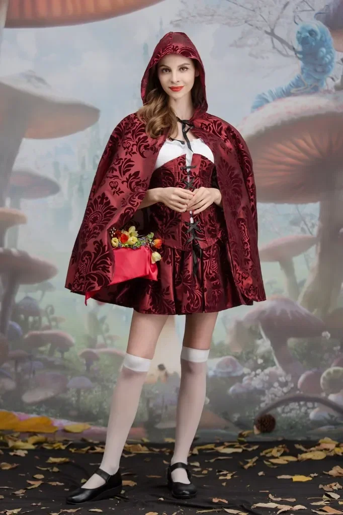 Women Cosplay Little Red Riding Hood Sexy Dress Adults Carnaval Purim Costume