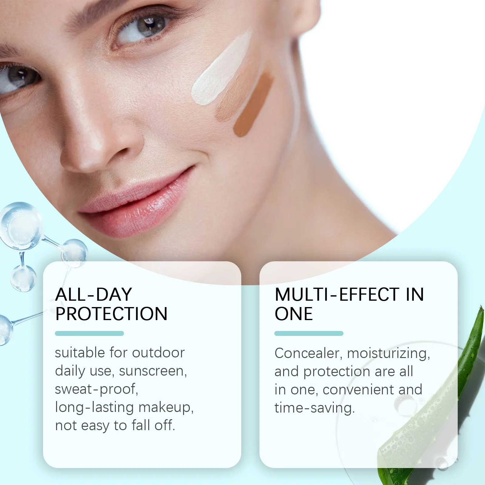 Dark Concealer Foundation Make-up Cream Hydrateert, hydrateert en verzacht dagelijks, natuurlijk, Concealer Foundation Make-up Cream