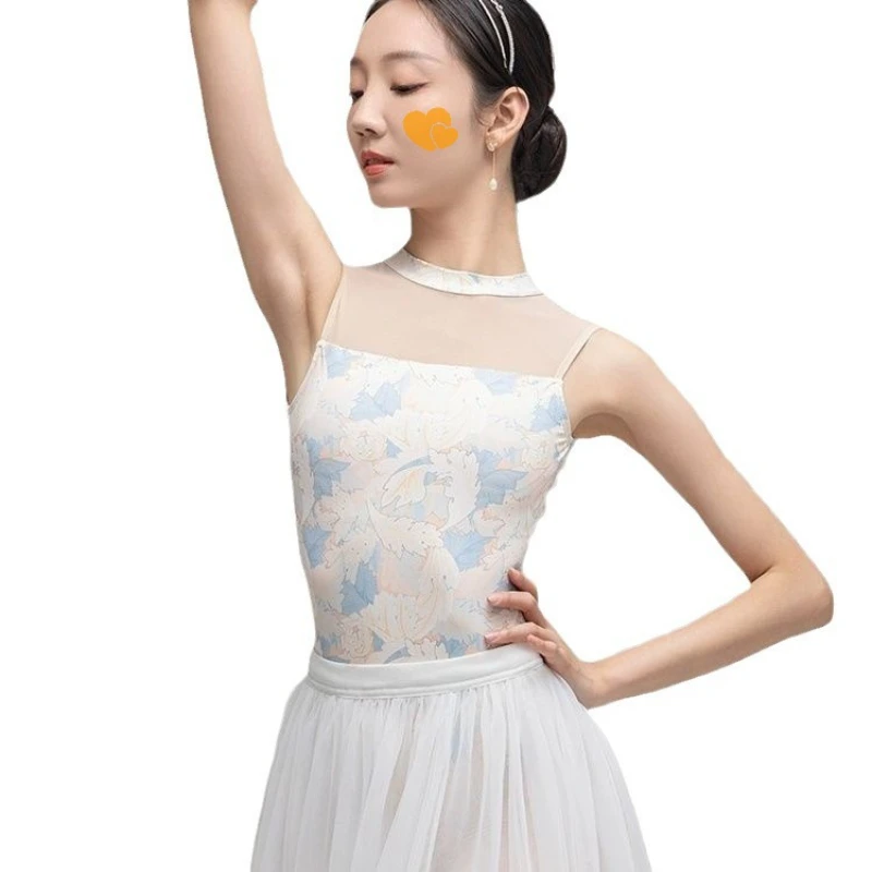 

Women's Ballet Leotard Adult Sleeveless Printed Gymnastics Training Clothes Leotards Dance Wear Female Backless Stage Clothes