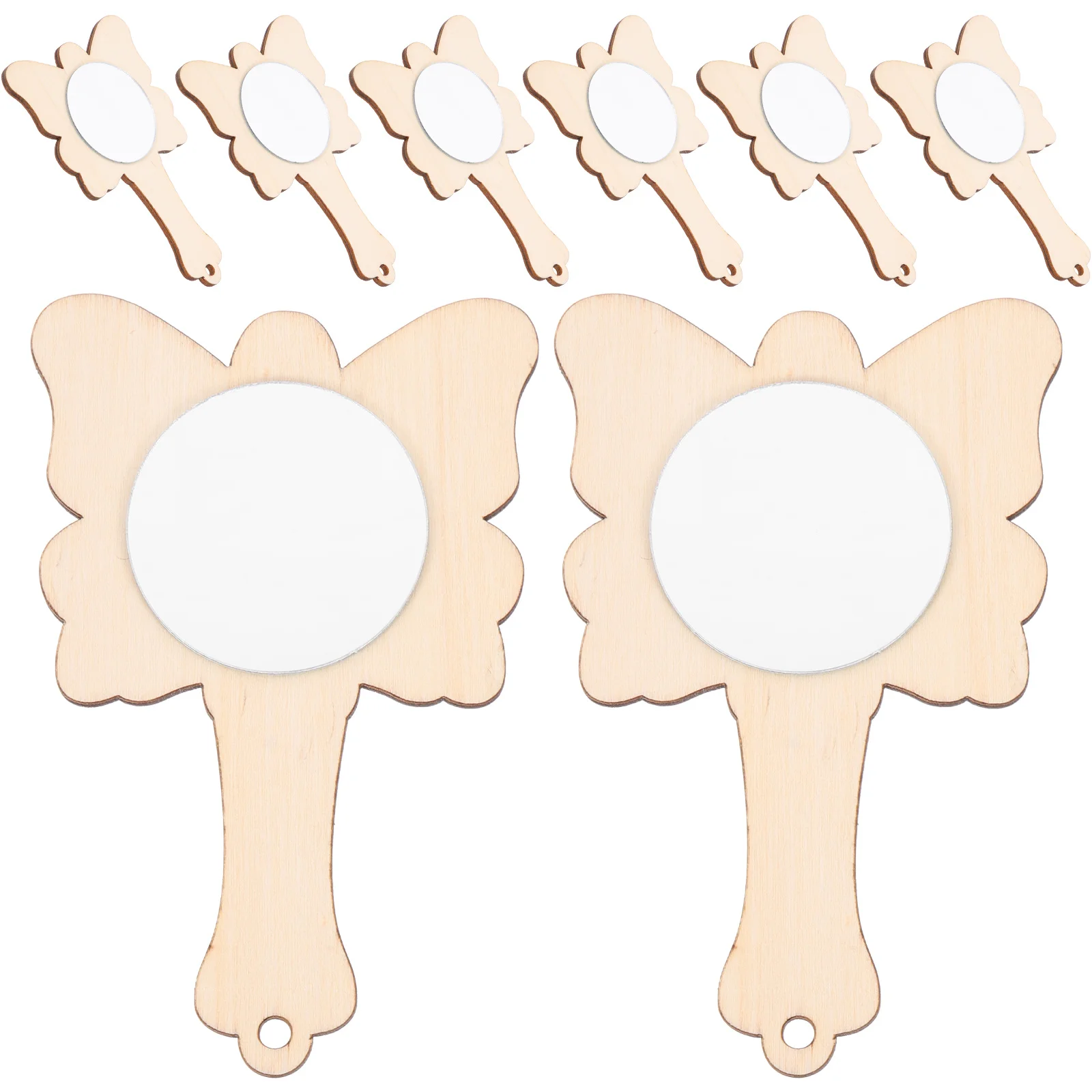 10Pcs Wooden DIY Handheld Mirrors Unfinished Craft Supply for Kids Decorative Mini Mirror Kids Mirror Craft Supply