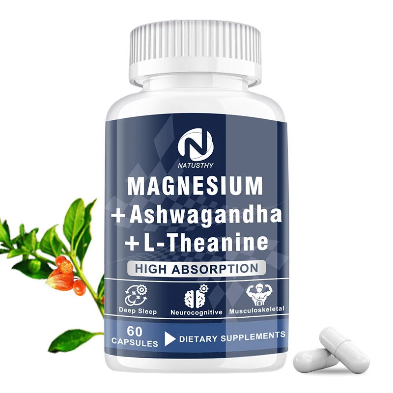 

Magnesium + Ashwagandha Supplement - For Relaxation & Stress Relief Sleep, Neurological Cognitive, Musculoskeletal Health