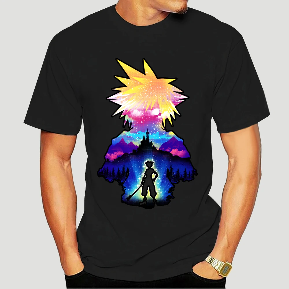 FPACEKingdom Hearts T Shirt Tees Digital Print Harajuku Sora Keyblade Camisetas Role Playing Game Tops Men Cotton T-shirt 6179X