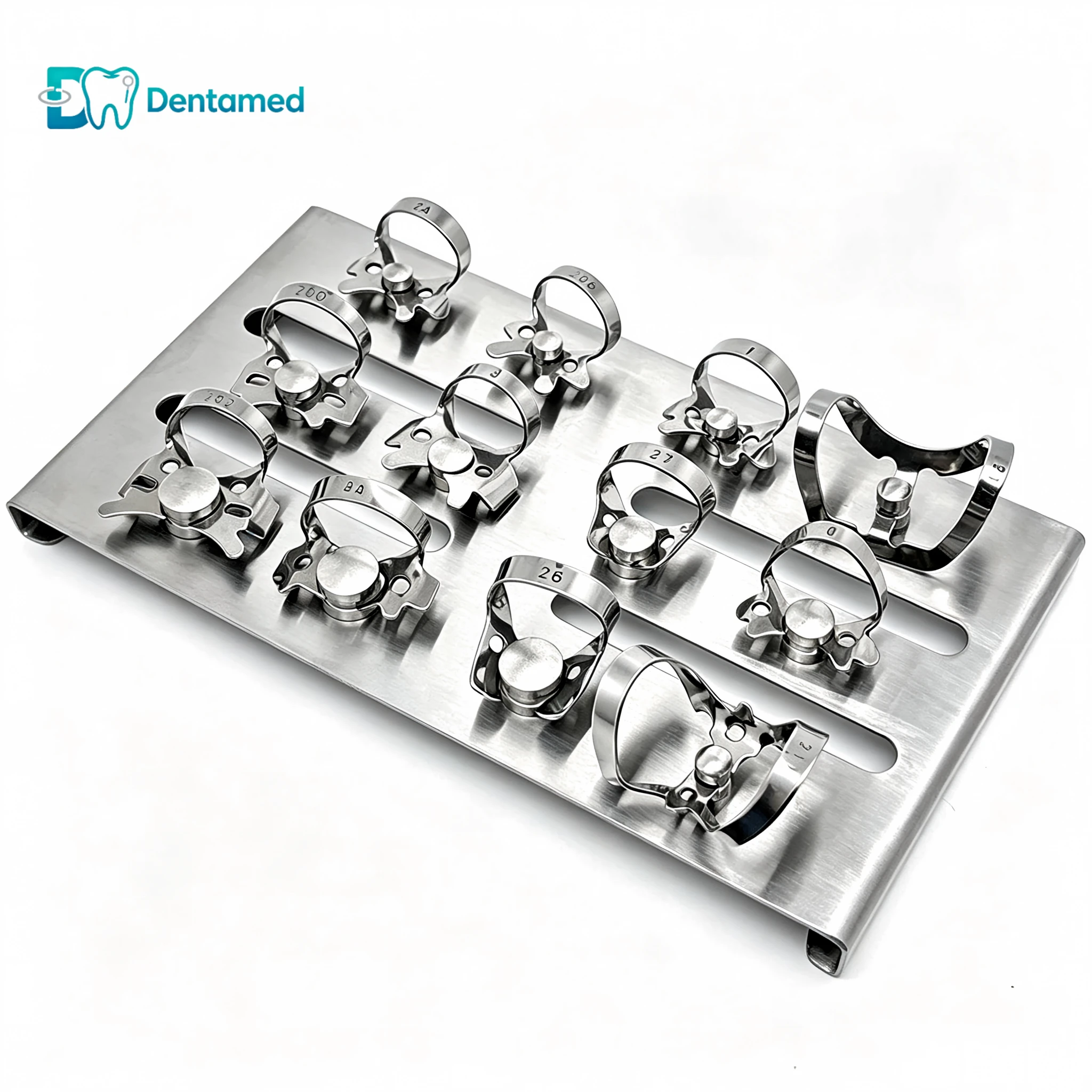 12Pc Dental Rubber Dam Clamps Endodontic Restorative Stainless Steel Barrier Clip Frame Holder Dentistry Materials