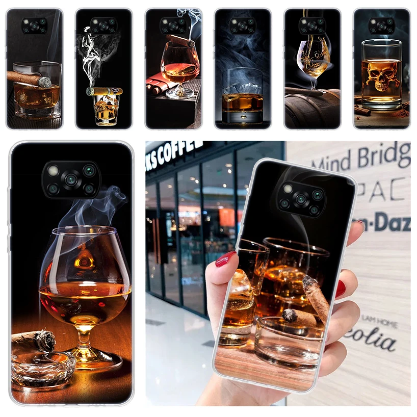 Cigar Whiskey Ice Drink Soft Phone Case for Xiaomi Poco X6 X5 X4 Gt X3 Nfc F6 F5 Pro M5s M5 M4 M3 F4 F3 F2 F1 Capa Coque Cover f