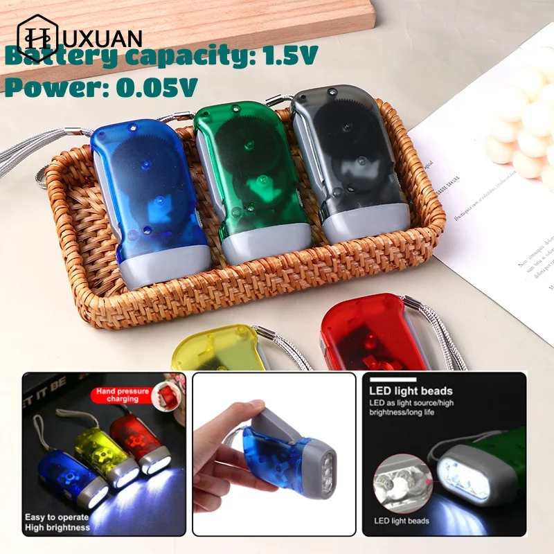 

5 Colors Hand Pressing Dynamo Crank Power Wind Up Flashlight Mini Self Generating Torch LED Camping Lamp Light for Outdoor Home