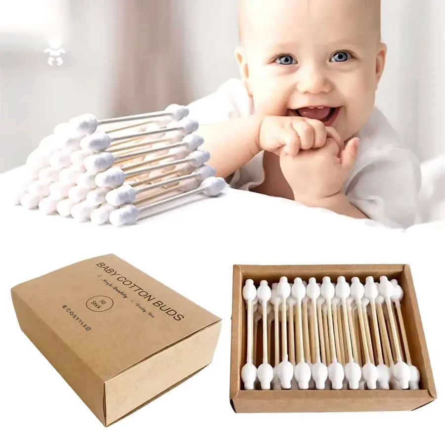 Baby Cotton Swabs Double Tips Ear and Nose Multifunctional Kid Baby Cleaning Stick Bamboo Cotton Swab Buds Makeup Cleaning