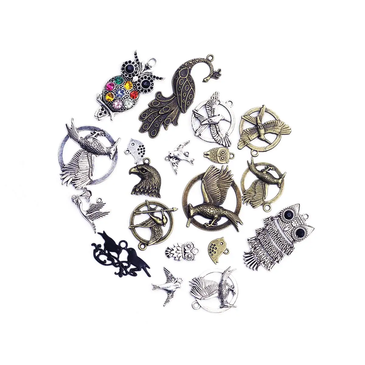 

100PCS Mixed Animal Theme Bird Charm Pendants 10-60mm Multicolor DIY Crafts Jewelry Decoration Making Accessories Materials Bag