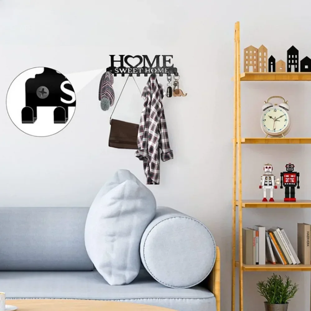 Stylish 1pc Wall Mounted Sweet Home Key Holder: Keep Your Keys Organized with This Creative Front Door Key Wall Hook