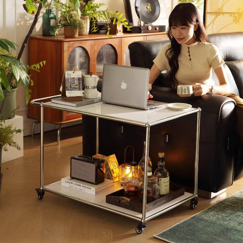 

Movable Cart Stainless Steel Coffee Table Modular Locker Coffee Tables Desk Computer Desks Side Table Trolley Side Furniture