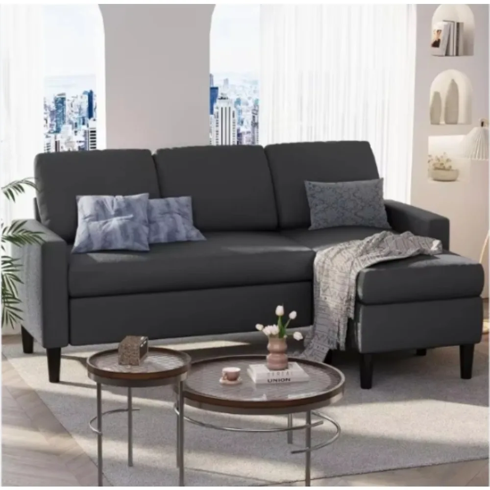 Convertible Sectional Sofa Couch,  L Shaped Couch Sofa for Living Room Small Sectional L Shape Sofa Couch with Breathable Fabric