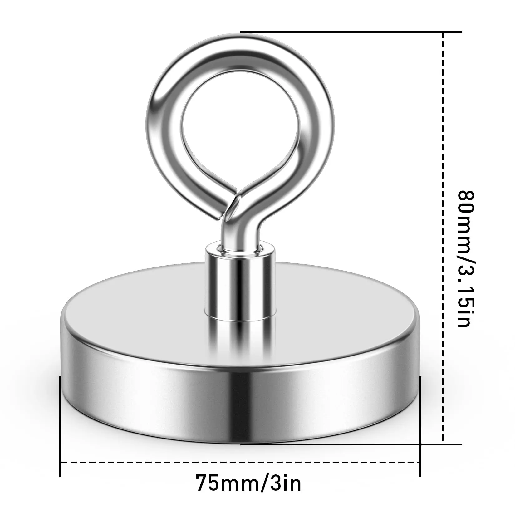 TOP QUALITY Large Magnet for Remover Super Strong Fishing Magnet Neodymium Rare Earth Magnet with Countersunk Hole Eyebolt 75mm