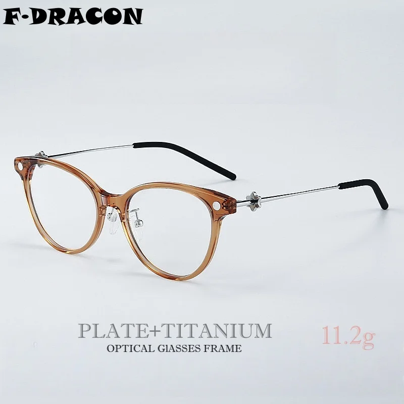 

F·DRACON 2025 New Acetate Frames Retro Cat-Eye Women's Eyeglasses Blue Light Blocking Optical Prescription Frames for Women 2057