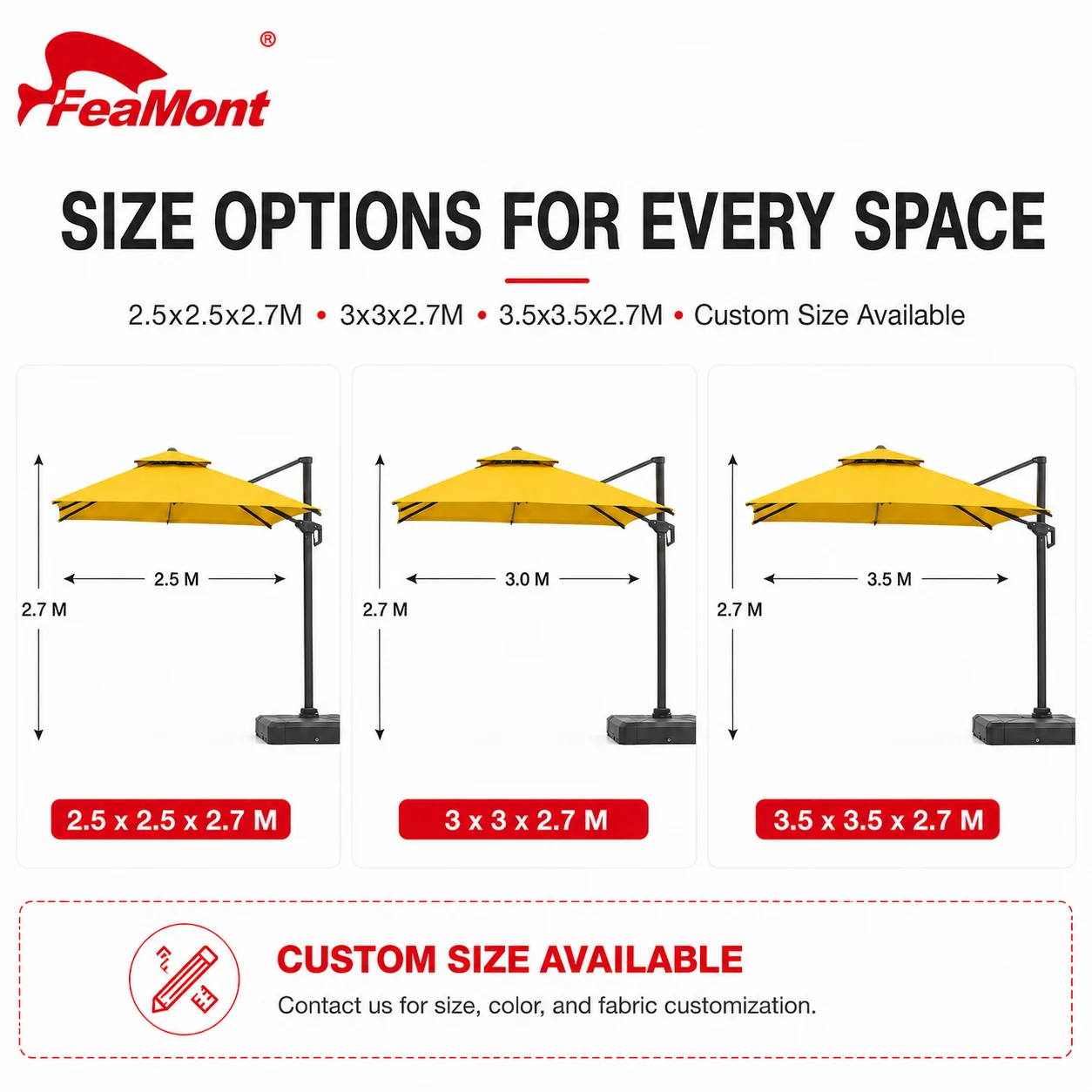 FEAMONT Easy Operation Crank Lift Cantilever Umbrella Double Tier Offset Patio Umbrella For Senior Living Outdoor Space