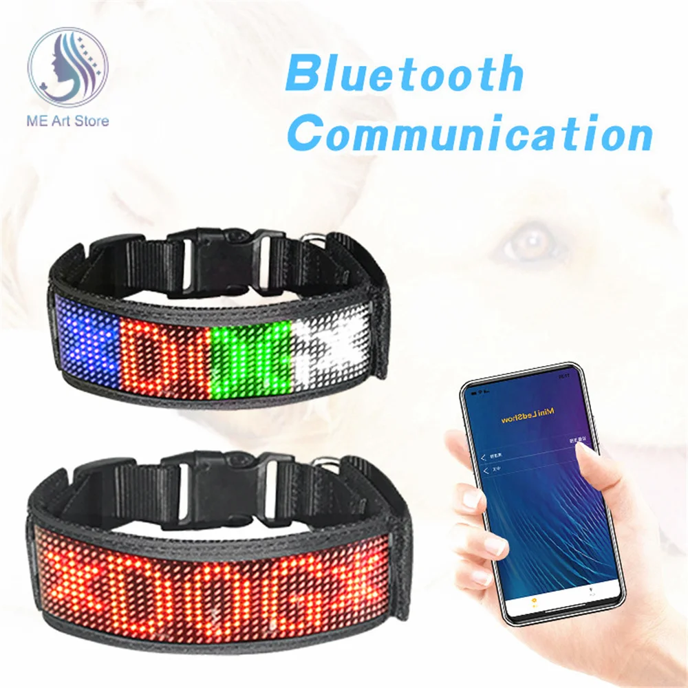 Imagem -04 - Programável Pet Dog Collar com Display Led Dog Collar Inteligente Placa Usb Prevenção da Perda Sinal de Nome Bluetooth