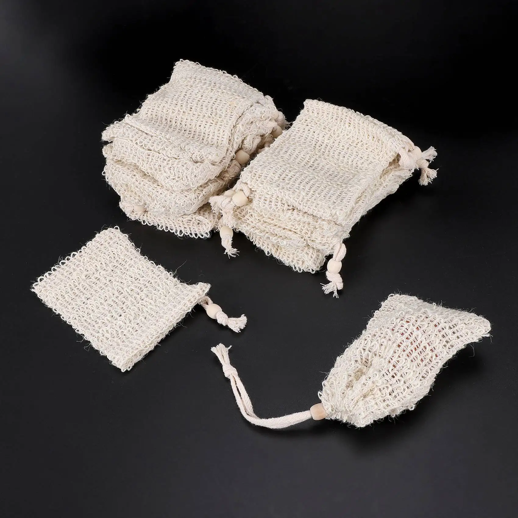 

F-3C 20 Pack Soap Exfoliating Bag,Soap Saver Made Sisal Mesh Soap Bag Bar Soap Bag With Drawstring For Bath & Shower Use