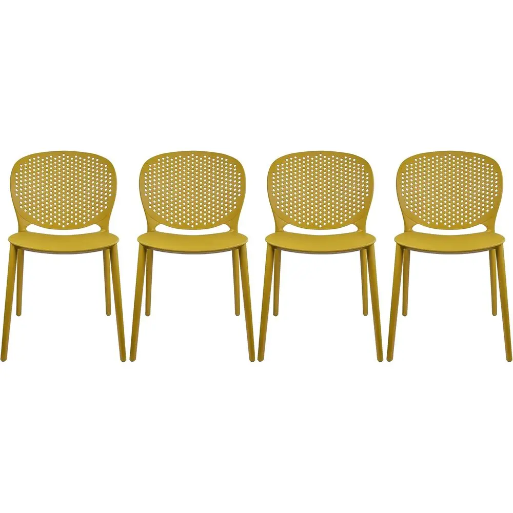 Set o 4 Patio Dining Chairs | ern Stackable Outdoor Pool Side Chair | Weather Resistant Plastic or Yard, Porch, Balcony, Kitchen