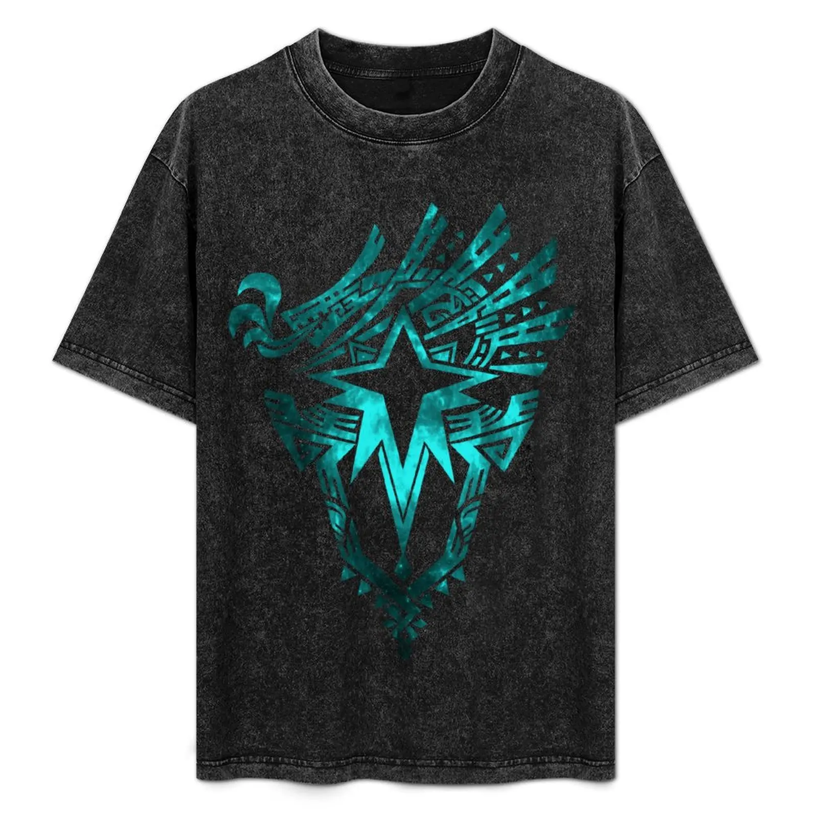 

Monster Hunter World: Iceborne - Logo (Galaxy Design) Black Background T-Shirt for a boy funny shirt cotton men t shirts