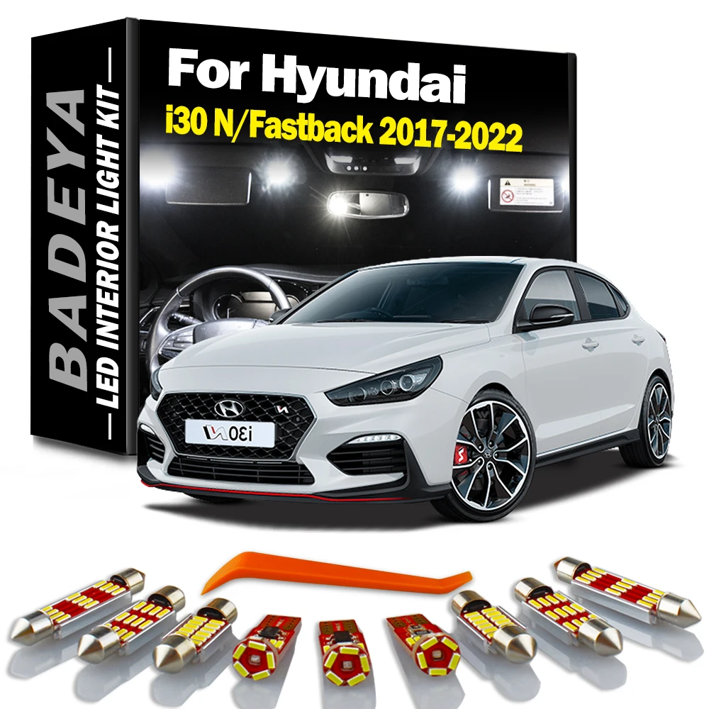 BADEYA 13Pcs LED Interior Trunk License Plate Light Kit For Hyundai i30 N i30N Fastback 2017- 2019 2020 2021 2022 Sun Visor Bulb