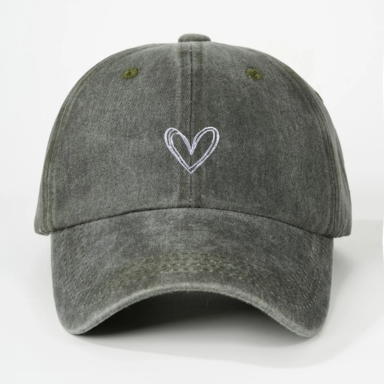 Spring/SummerHat Female Embroidered Peach Heart Wash Denim Baseball Hat Casual Korean Version Thin Couple Soft Top Duck Hat Male