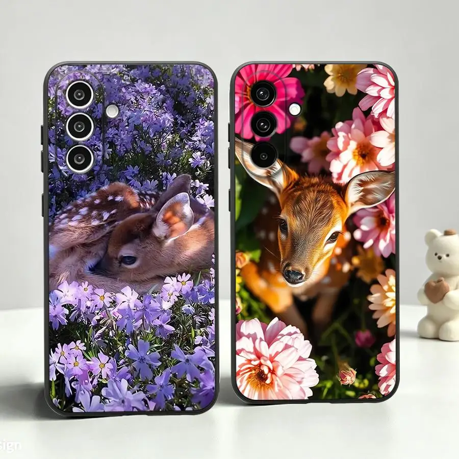 Deer In Purple Flowers Case for Samsung Galaxy A53 A17 A06 A05 A37 A52 A36 A57 A15 A55 A23 A73 A51 A25 A16 Phone Cover A70 A41