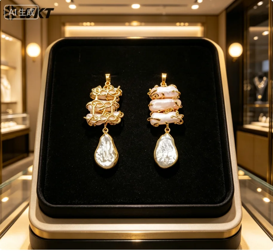 WT-JP353 Amazing Natural Freshwater Pearl Pendant Gold Wedding Long DIY Can Make Of Women Earrings Or Necklace Decorative