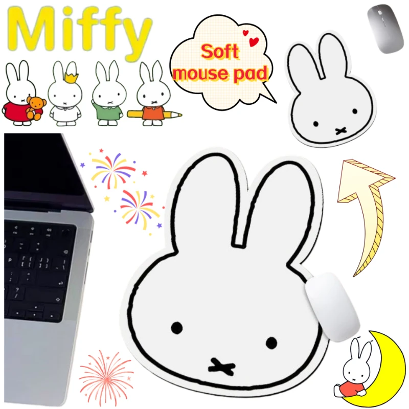 

Miffy Rabbit film and television peripheral creative cartoon shaped mouse pad office portable non-slip cushion Gifts for girls