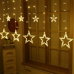 3.5M Star Curstain LED String Fairy Lights 138 LEDs Christmas Lights For Home Bedroom Window Outdoor Party Holiday Decoration