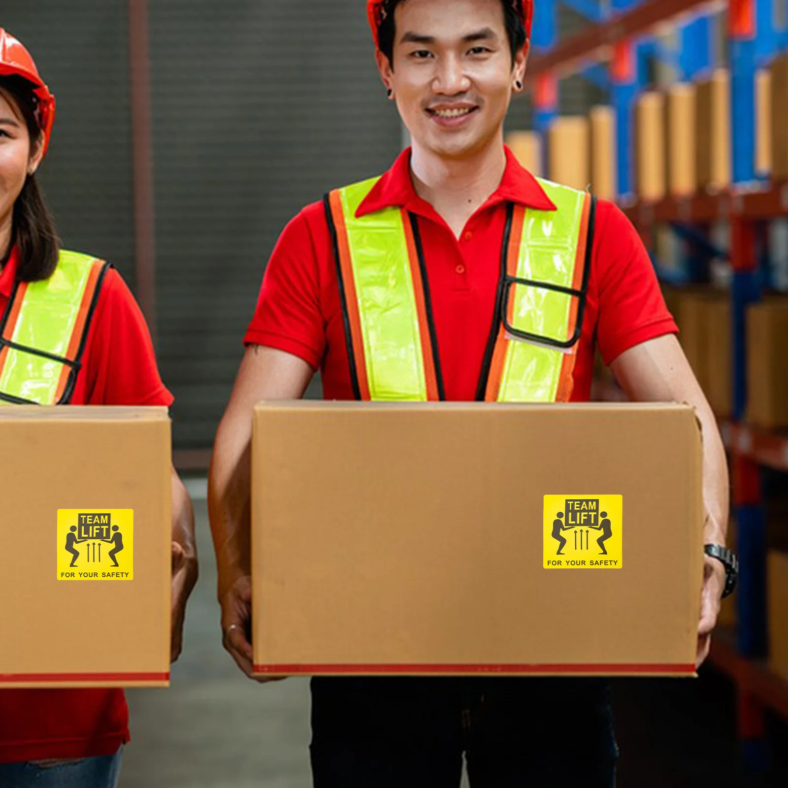 

1 Roll Heavy Duty Team Lift Label Sticker for Shipping Heavy Object Warning Adhesive for Moving Boxes Packaging