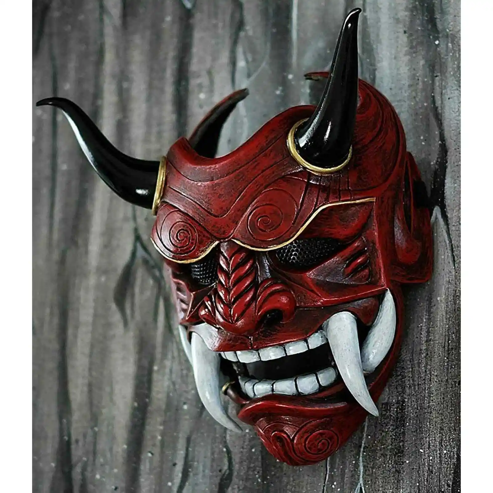 Prajna Mask Adult Unisex Halloween Face Masks Japanese Hannya Demon Oni Samurai Noh Kabuki Prajna Devil Mask Latex Party Masks