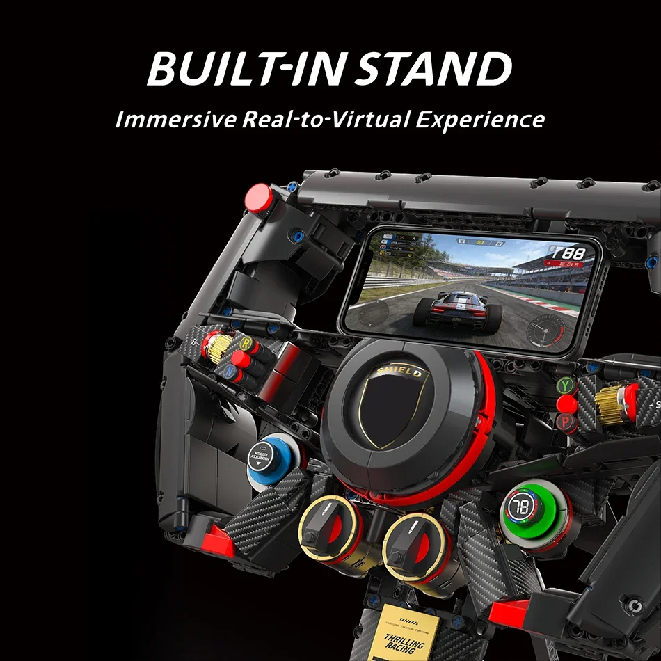 

Technical Racing Car Steering Wheel Model Building Blocks Construction Mobile Phone Holder Bricks Racer Gift Toy for Adults Kids