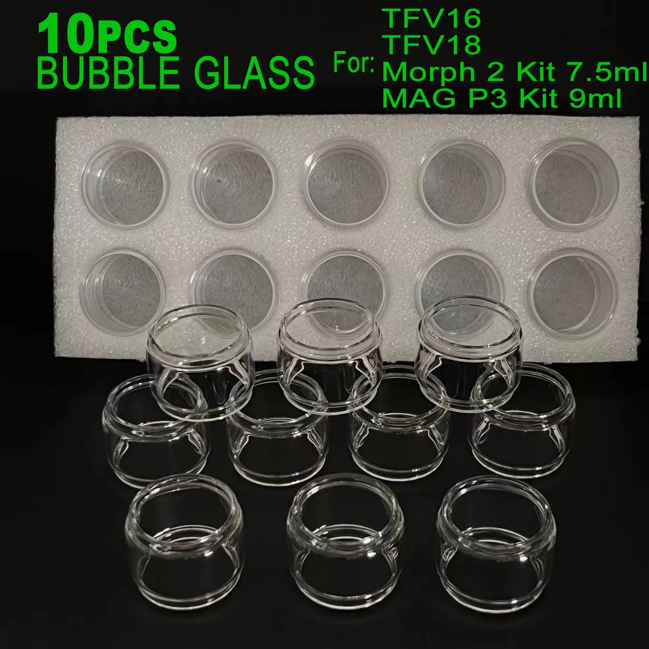 

10PCS Bubble Replacement Fat Glass Tube For TFV18 Morph 2 Kit 7.5ml TFV16 MAG P3 Kit 9ml Mini Glass Decorations