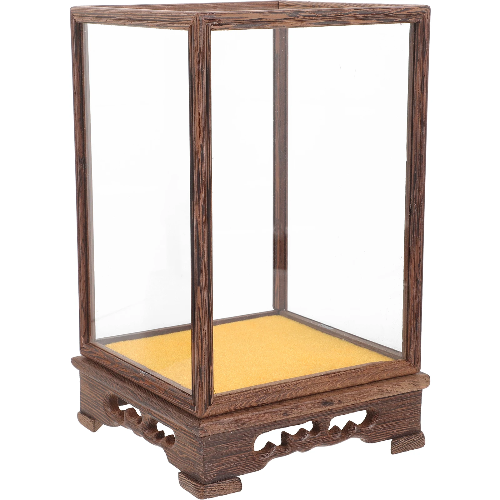

Wooden Glass Display Box 12x12x17cm Dust-proof Cover Buddha Statue Handicrafts Home Decor Transparent Case Collectibles Storage
