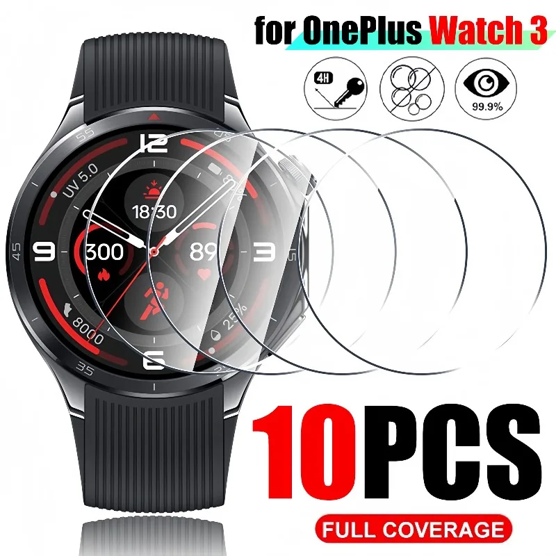 10-1PCS Tempered Glass Protective Films for OnePlus Watch3 Clear Anti-scratch Screen Protector Protective Film Watch Accessories