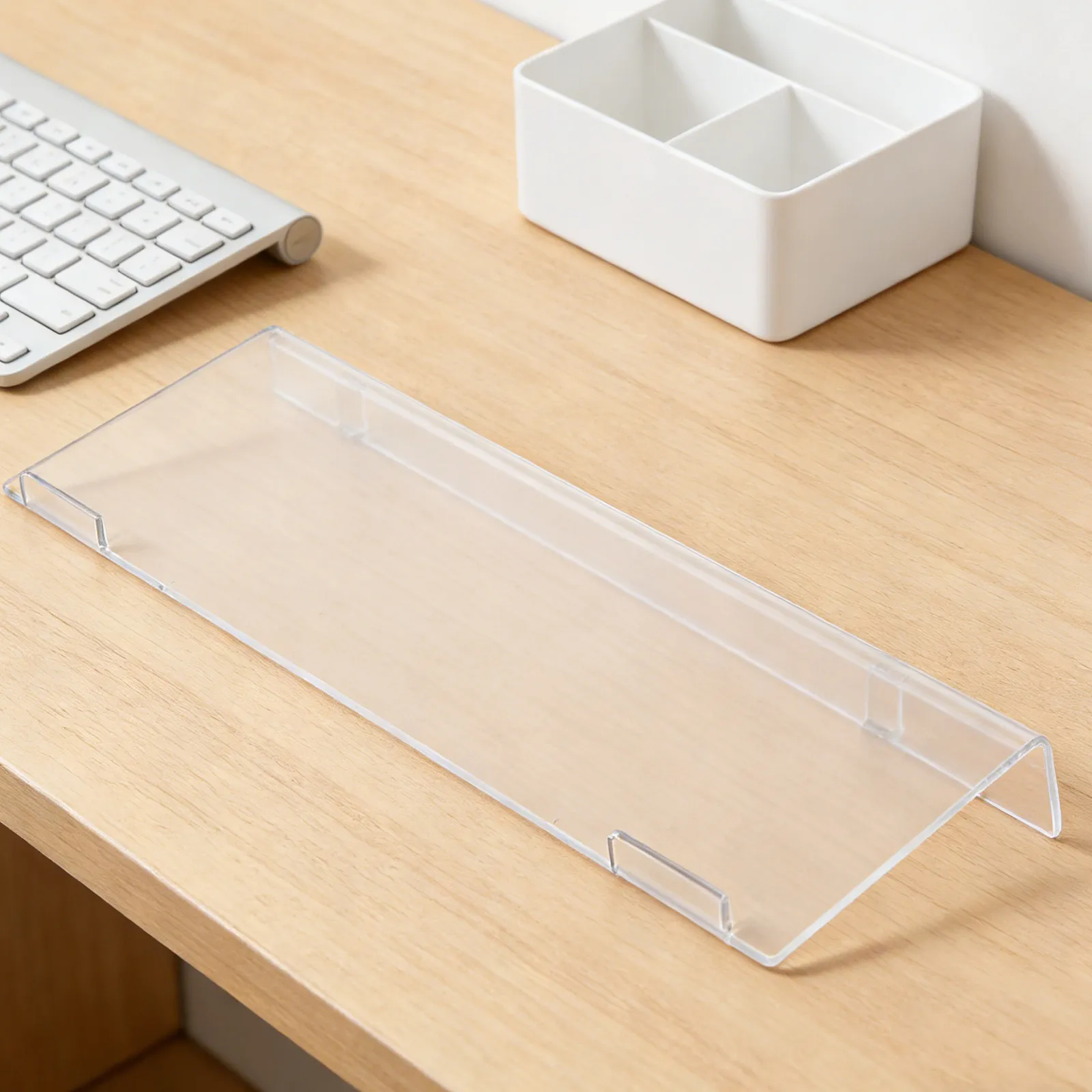 Clear Acrylic Tilted Computer Keyboard Holder Ergonomic Adjustable Typing Stand Keyboard Tray Riser Anti-Slip Office Desk