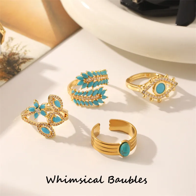 

New Fashion Adjustable Cubic Zirconia Olive Branch Rings For Women Wedding Elegant Jewelry Champagne Gold Color Gift