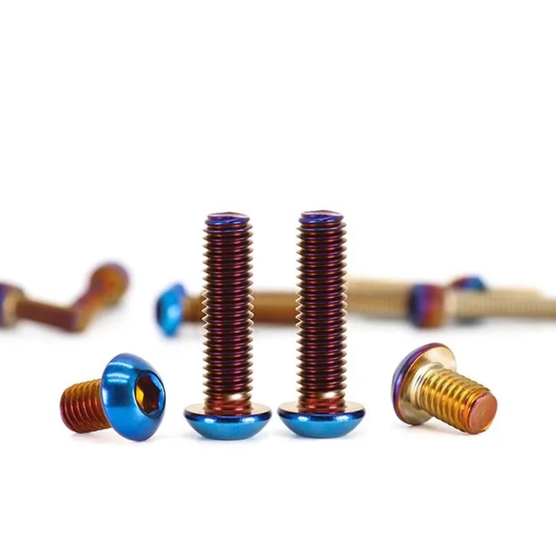 2Pcs M4 M5 M6 M8 304 Stainless Steel Blue Titanium Coated Hex Socket Screw Button Head Allen Bolt For Motorcycle