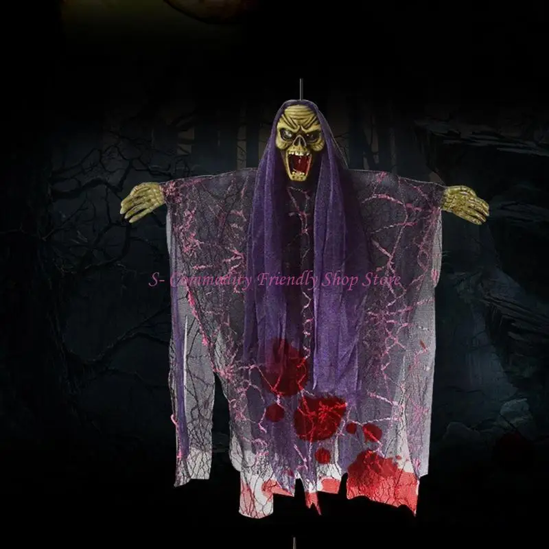 85ae Halloween suspendu squelette fantôme Flying Props Motion Activé des décorations d'Halloween, Contrôle vocal / pour